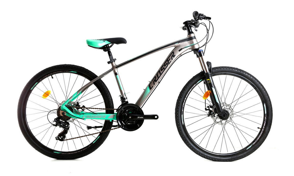 Фотография Велосипед Crosser Profi X880 26" 2021, размер S, серо-зеленый